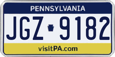 PA license plate JGZ9182