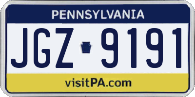 PA license plate JGZ9191