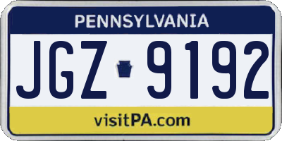 PA license plate JGZ9192