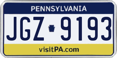 PA license plate JGZ9193