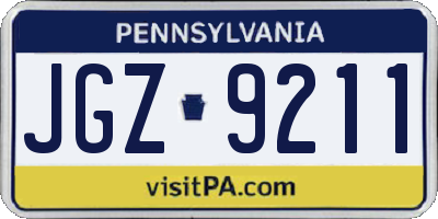 PA license plate JGZ9211