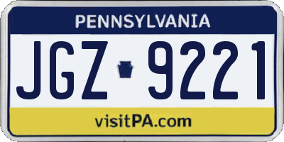PA license plate JGZ9221