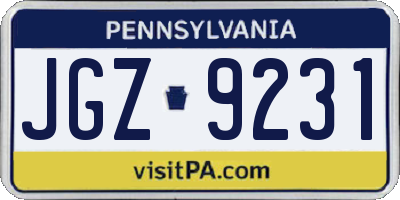 PA license plate JGZ9231