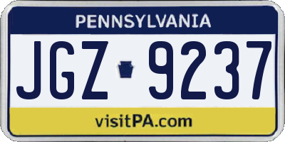 PA license plate JGZ9237