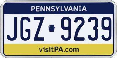 PA license plate JGZ9239