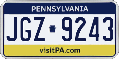 PA license plate JGZ9243