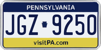 PA license plate JGZ9250