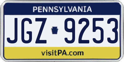 PA license plate JGZ9253