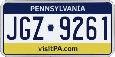 PA license plate JGZ9261