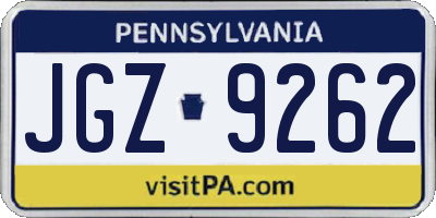 PA license plate JGZ9262