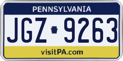 PA license plate JGZ9263