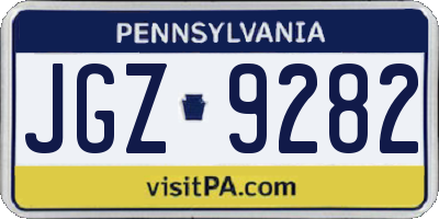 PA license plate JGZ9282
