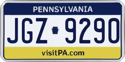 PA license plate JGZ9290