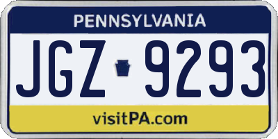 PA license plate JGZ9293