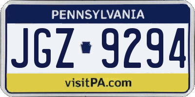 PA license plate JGZ9294