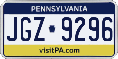 PA license plate JGZ9296