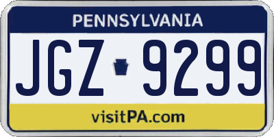 PA license plate JGZ9299