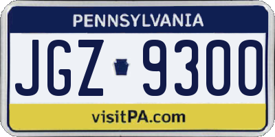 PA license plate JGZ9300