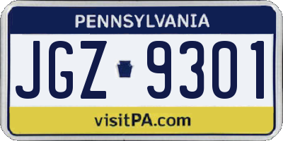 PA license plate JGZ9301