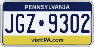 PA license plate JGZ9302