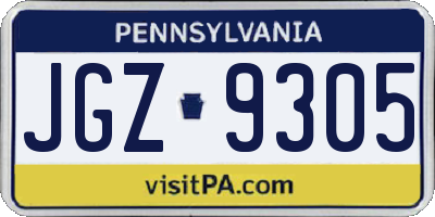 PA license plate JGZ9305