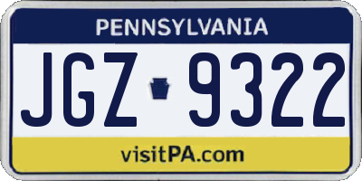 PA license plate JGZ9322