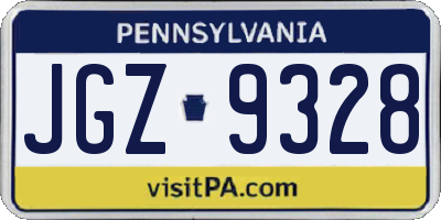 PA license plate JGZ9328