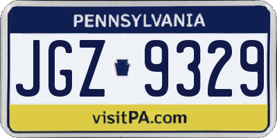 PA license plate JGZ9329