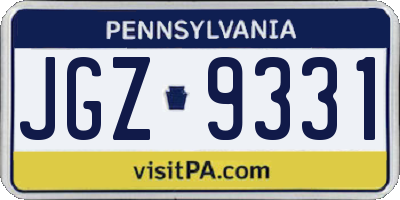 PA license plate JGZ9331