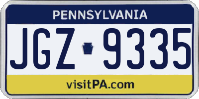 PA license plate JGZ9335