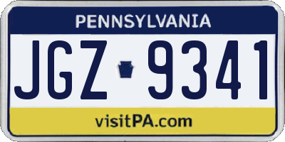 PA license plate JGZ9341