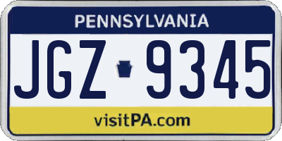 PA license plate JGZ9345
