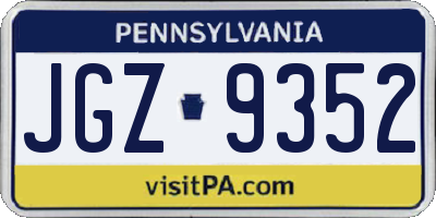 PA license plate JGZ9352