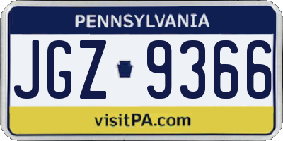 PA license plate JGZ9366