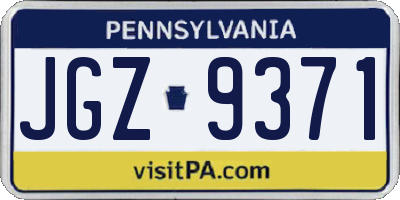 PA license plate JGZ9371