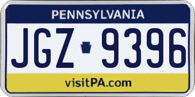 PA license plate JGZ9396