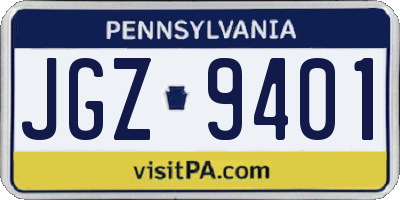 PA license plate JGZ9401