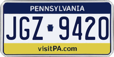 PA license plate JGZ9420