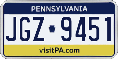 PA license plate JGZ9451