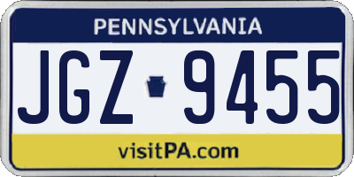 PA license plate JGZ9455