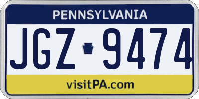 PA license plate JGZ9474