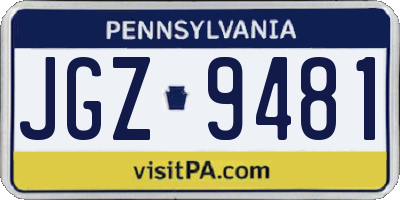 PA license plate JGZ9481