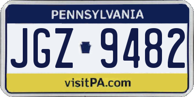 PA license plate JGZ9482