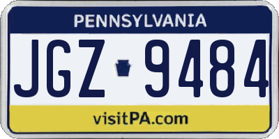 PA license plate JGZ9484