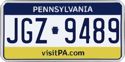 PA license plate JGZ9489