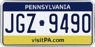 PA license plate JGZ9490