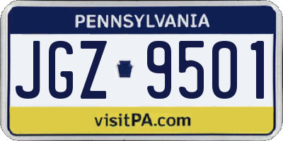 PA license plate JGZ9501