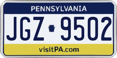 PA license plate JGZ9502