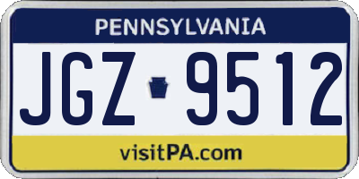 PA license plate JGZ9512