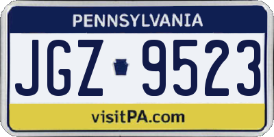 PA license plate JGZ9523